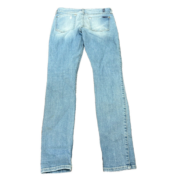 7 For All Mankind Womens Light Wash Blue Denim Mid Rise The Skinny Jeans Size 27 - Picture 2 of 11